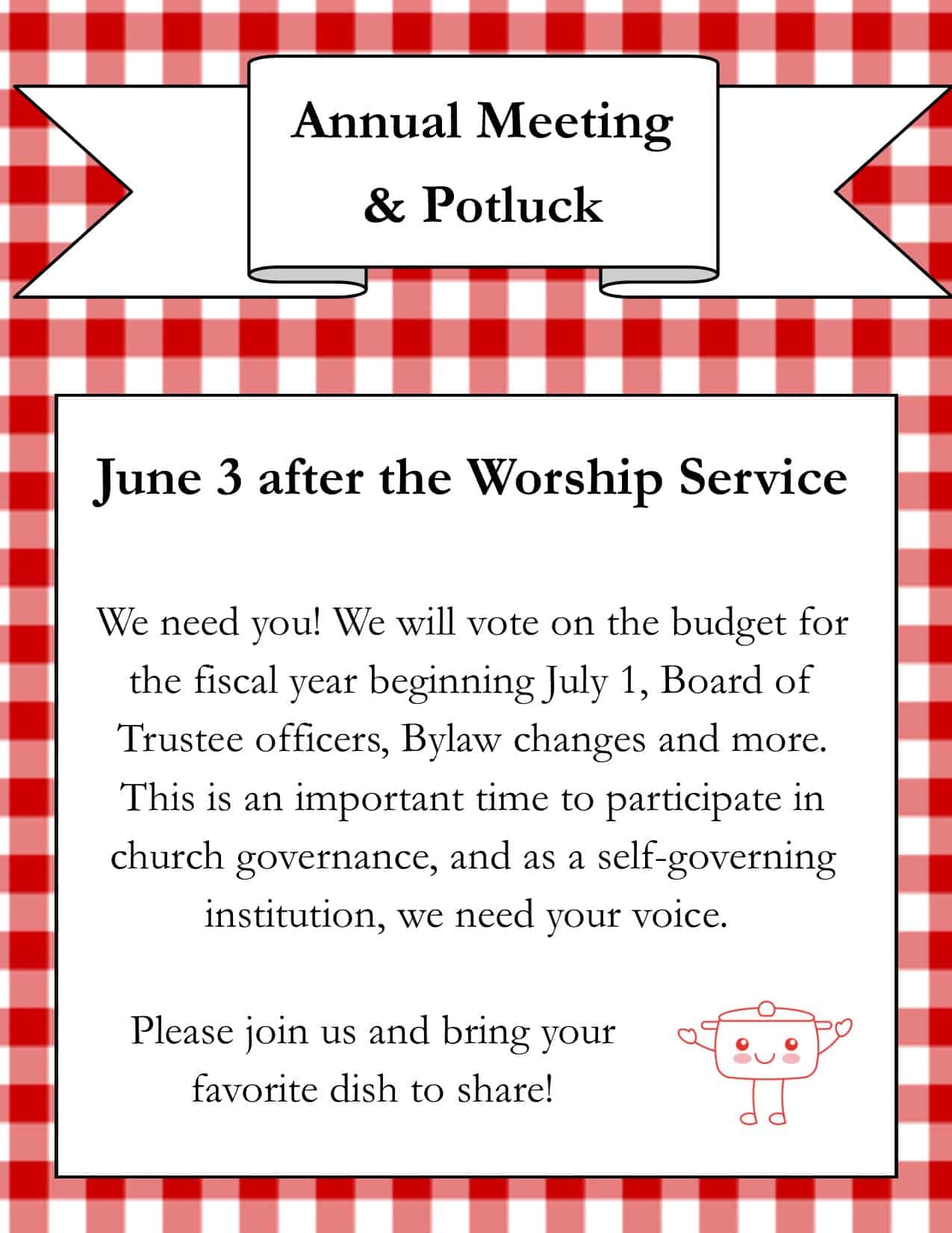 Annual Meeting and Potluck Flyer 