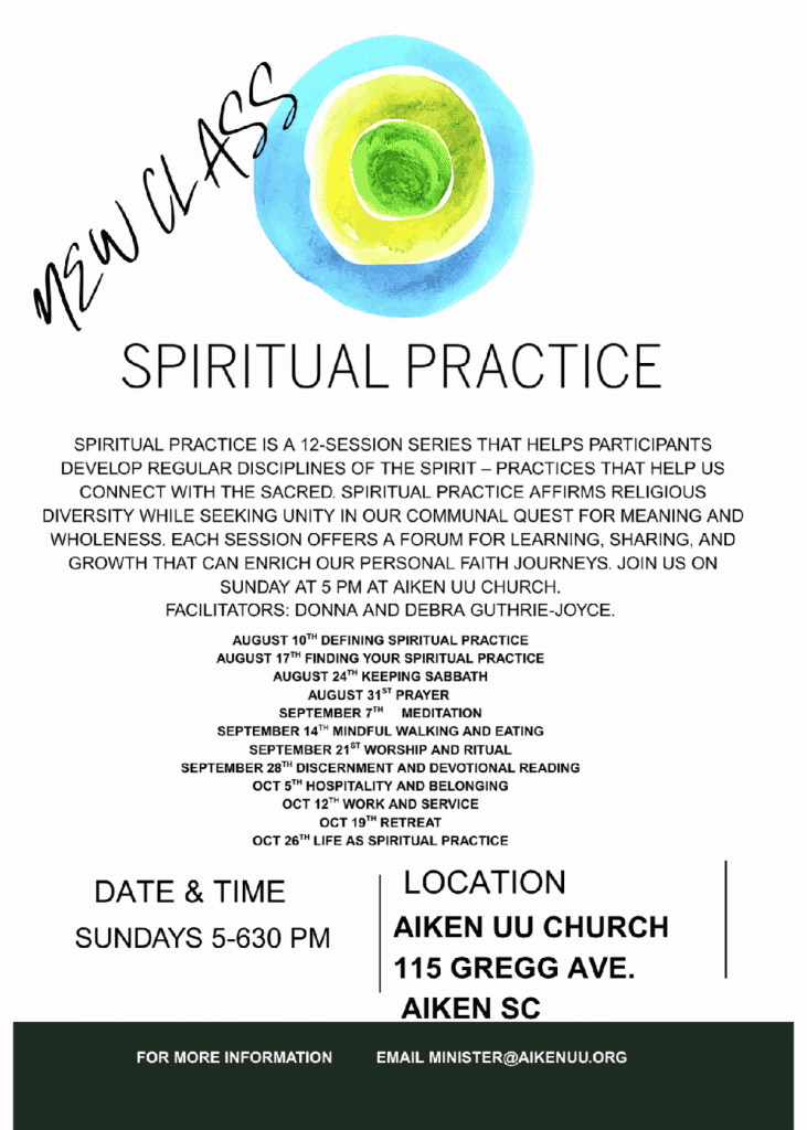 Spiritual practices class flyer - August - December 2025